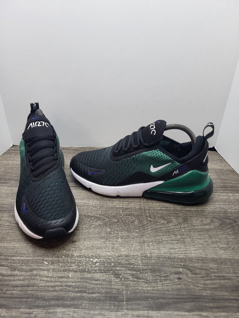 Nike Air Max 270 GS Black-Evergreen-Aura-White Youth Size 7Y Shoes Sneakers